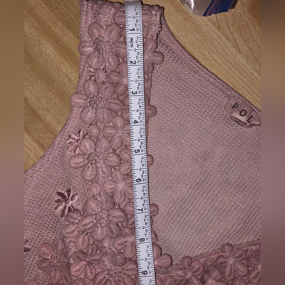 POL Cami Medium Wine Waffle Knit Lace Floral Embroidered - Picture 3 of 9